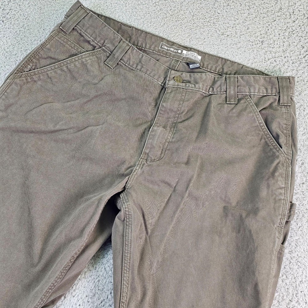 Carhartt Pants Mens 38x32 Brown Relaxed Fit Twill Utility Work B324-DFE
